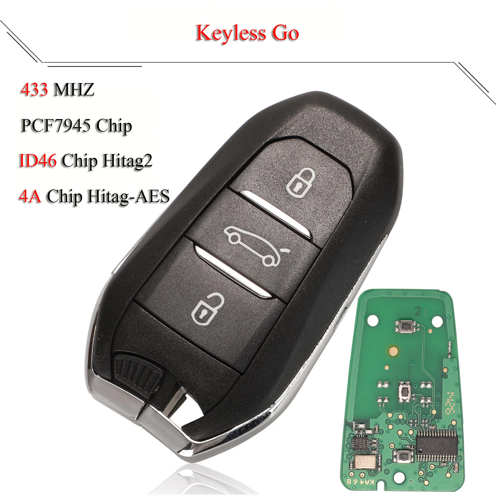 

jingyuqin 5PCS/Lot Remote Smart Keyless Car Key For Peugeot 208 308 3008 508 5008 For Citroen C4 C4L DS4 DS5 433MHZ FSK 4A/ID46