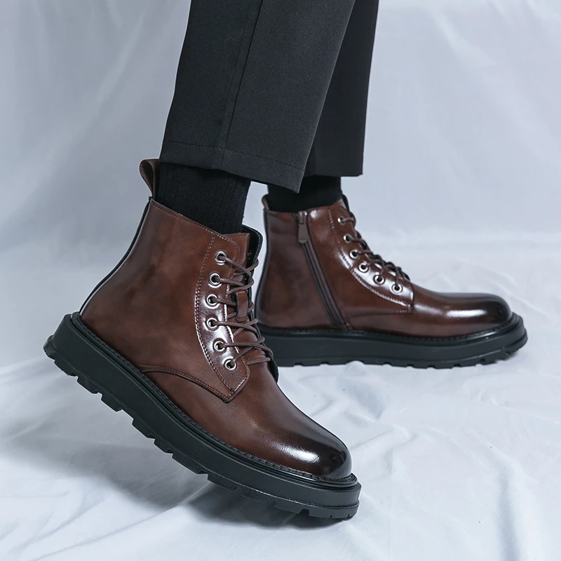 Деловые офисные ботильоны для мужчин повседневная мужская обувь модная из
