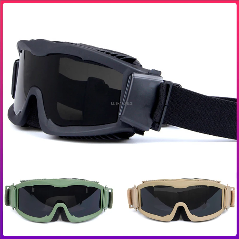 

Tactical Goggles with 3 Lens Military Shooting Protective Eyewear Airsoft Paintball Motorcycle Windproof Army Wargame Glasses