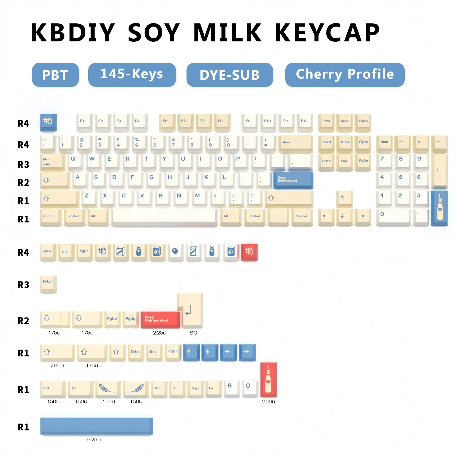 KBDiy 145 клавиш/набор GMK колпачки для механической клавиатуры Cherry Profile Soymilk Keycap PBT