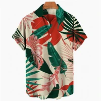 2022 mens hawaiian shirts short sleeve summer new feather abstract fun print unisex tops everyday fashion streetwear oversized