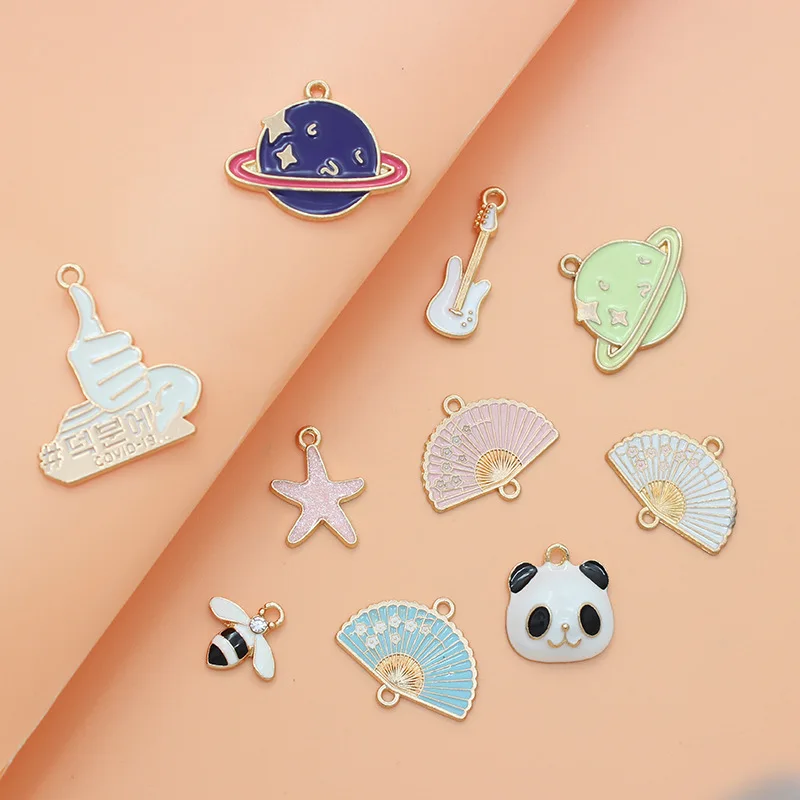 

5pcs Enamel Alloy Charms Pendants for Jewelry Making diy Earrings Bracelets Wholesale Crafts Supplies Necklace Keychain Pendant