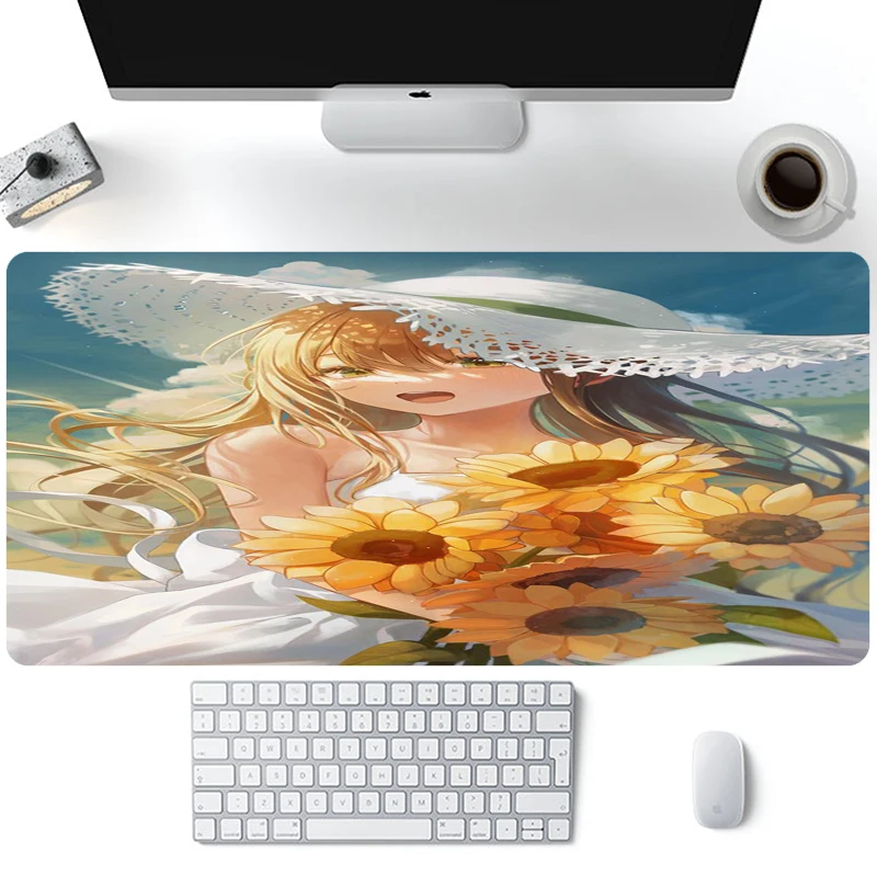 

Himawari Musume Gaming Mouse Pad XL Non Slip Rubber Base Mousepad Stitched Edges Desk Pad Extended Large Mice Pad