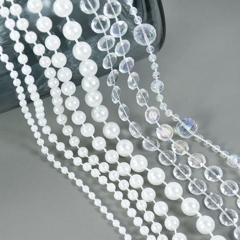 

3M 4-12mm Imitation Pearl Beads Cotton Line Chain DIY Wedding Party Bride Bouquet Decoration Jewelry Findings Sewing Accessories