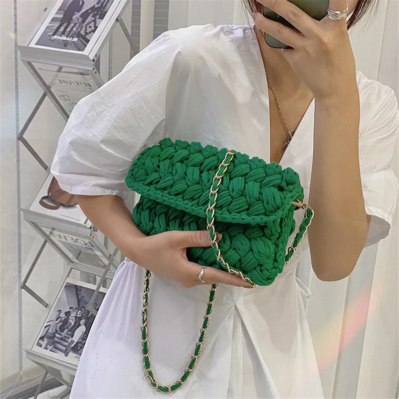 

Bags for Women Hand Woven Bag Strip Thread Hook Knitted Women's Shoulder/Crossbody Bag Clutch Bag Handbags Women Bags