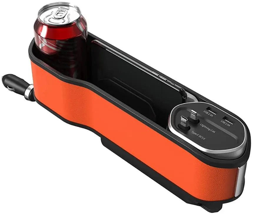 

HYVAKAONE car gap box Car storage pocket Side storage box Two expansion and contraction charging lines Two USB charging ports