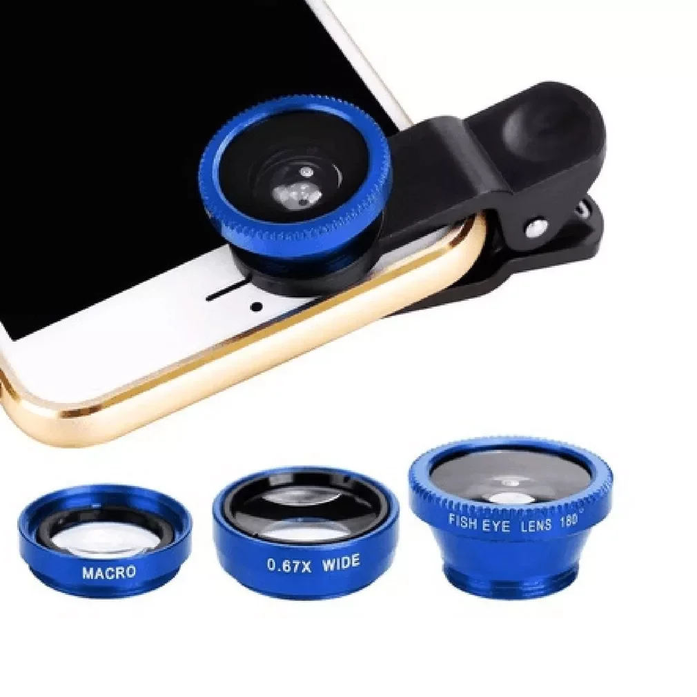 

3-in-1 Multifunctional Phone Lens Kit Fish Lens+Macro Lens + Wide Angle Lens Transform Phone Into Professional Camera