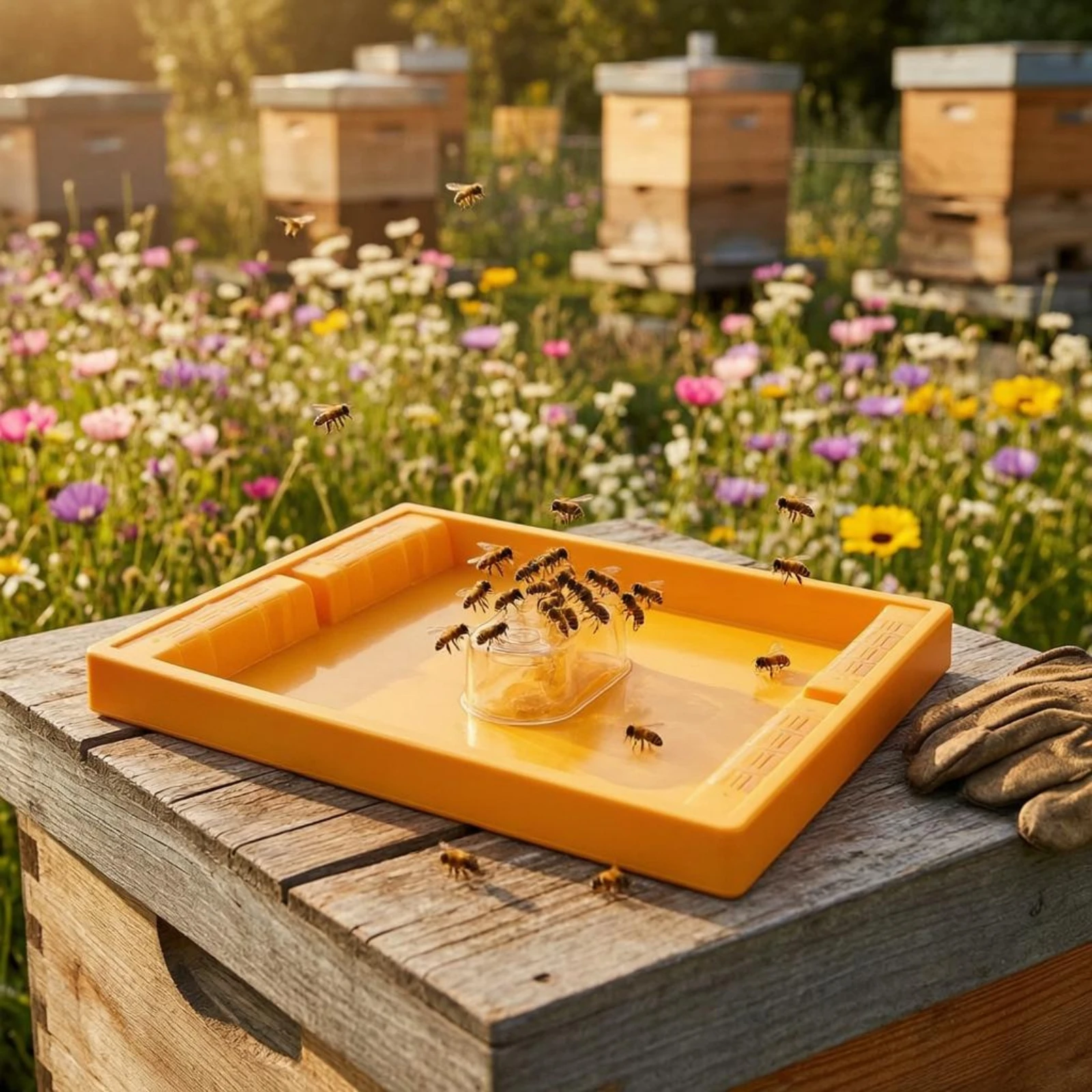 Кормушка для пчел Square Top Bee Feeder 4.5 л, для ульев Лангстрота, 6 отверстий для кормления, с приподнятыми краями, для пчеловодов, для пчелиных ульев (art.: 3920db718e643) - 3920db718e643