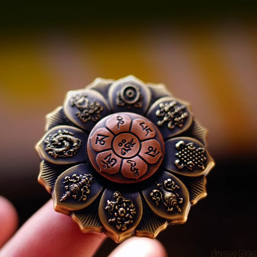 

Fingertip Gyro Good Luck Buddhist Meditation Decoration Ornaments Lotus Spinner for Children Adults Birthday Gifts