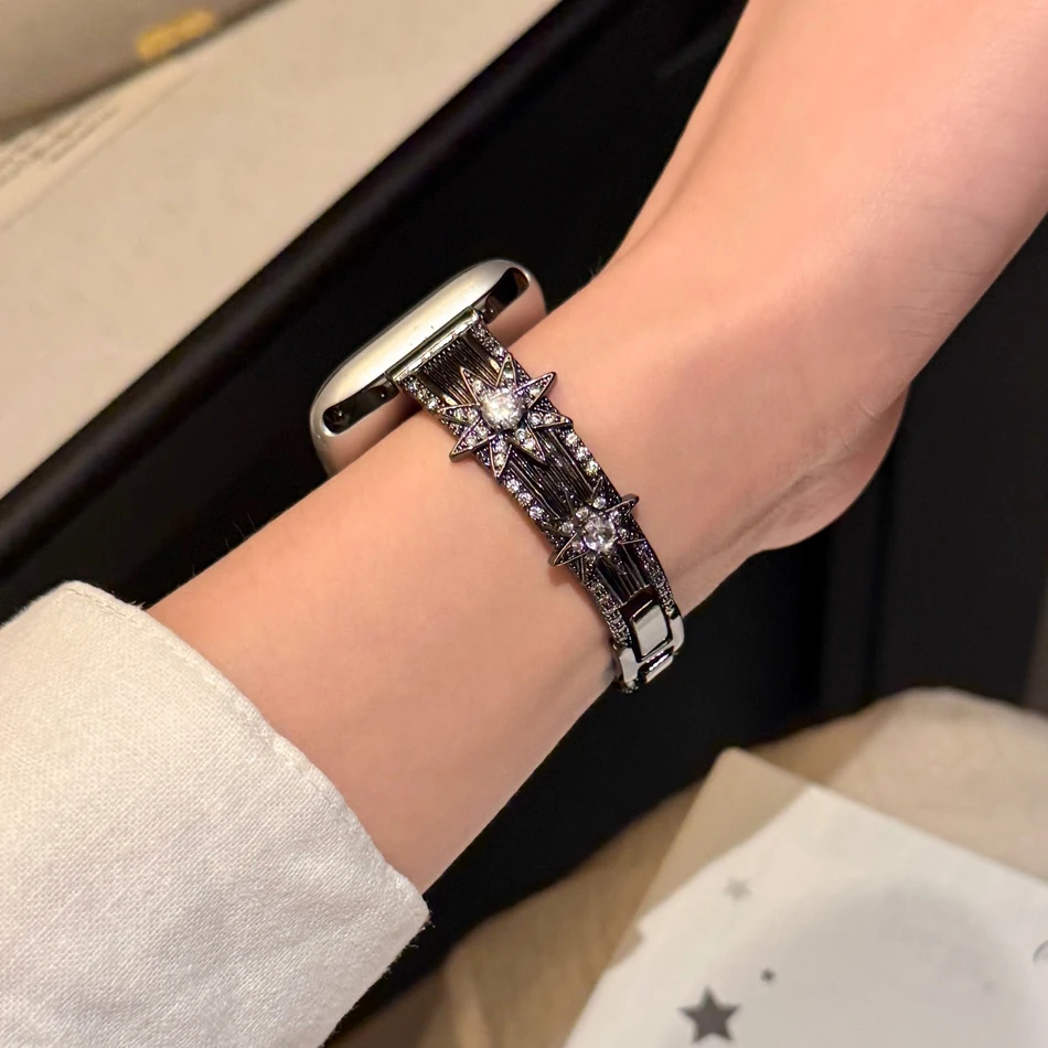 Фото Браслет Sparkling Starburst для Apple Watch 11 10 9 8 7 6 5 4 3 SE Ultra, медный ремешок-цепочка для Iwatch Series 38 40 41 42 44 45 46 49 мм №3