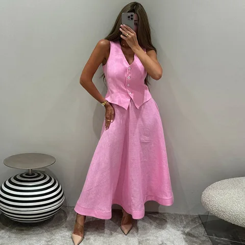 Женский жилет и юбка Chin.Sweety из полиэстера