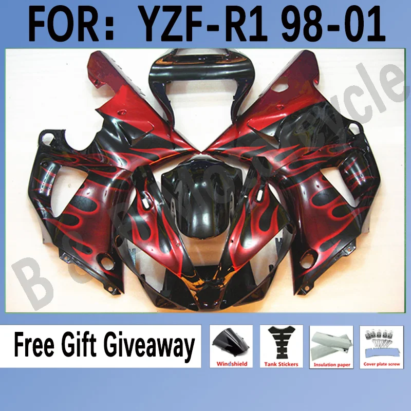 

Комплект обтекателей для YAMAHA YZF R1 YZF1000 98 99 00 01 R1 обтекатель кузова YZFR1 1998 1999 2000 красный черный