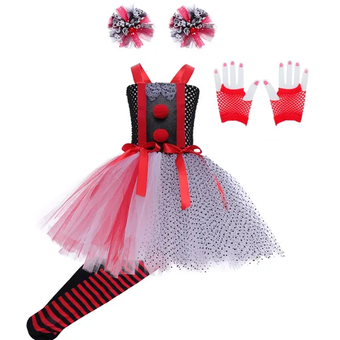 2023 костюм клоуна для маленьких девочек, цирковые костюмы для косплея, детское платье для дня рождения для девочек, для Хэллоуина, карнавала, Пурим