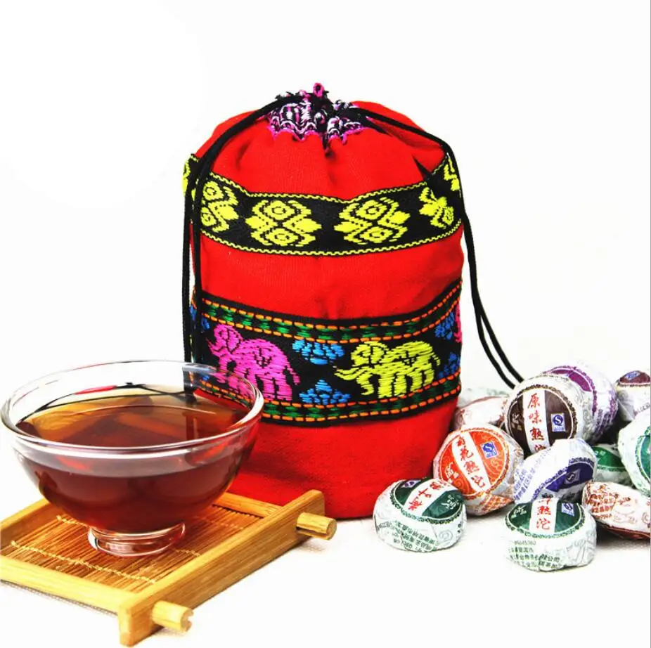 

50pcs 8 Different Flavors chinese Mini Yunnan Pu-erh Tea Chinese Pu-er Tea china Cha with Gift Bag Tea Pot