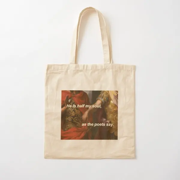 

He Is Half My Soul Cotton Canvas Bag Fashion Handbag Shoulder Bag Fabric Reusable Printed Designer Travel Grocery Women Unisex