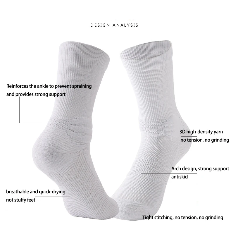 Basketball Ball Thick Towel Bottom Basketball Sock Trend Solid Color Sport Sock Breathable Socks for Men Women trainer socks men