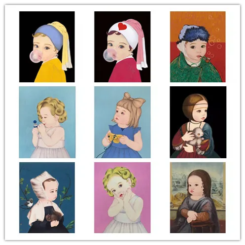 

Rustom Diamond Painting Cartoon Girl Portrait Full Drill Diamond Cross Stitch Mosaic Bedroom Decoration Mosaic Wall Art Sticker