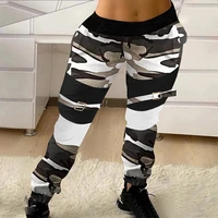 women casual elastic button long pants 2021 spring autumn fashion cargo pant sweatpant overall vintage patchwork trousers jogger