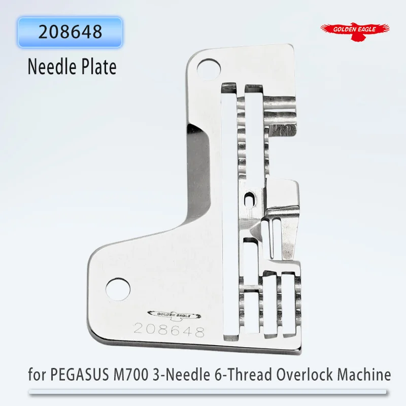 Фото Игольная пластина Golden Eagle 208648 для PEGASUS M700, трехигольная шестиниточная оверлок, детали швейной машины №1