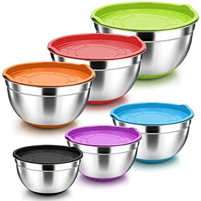 

Mixing Bowl, Stainless Steel Mixing Bowls With Airtight Lid And Non-Slip Base, Kitchen Bowl For Mixing And Serving,Etc