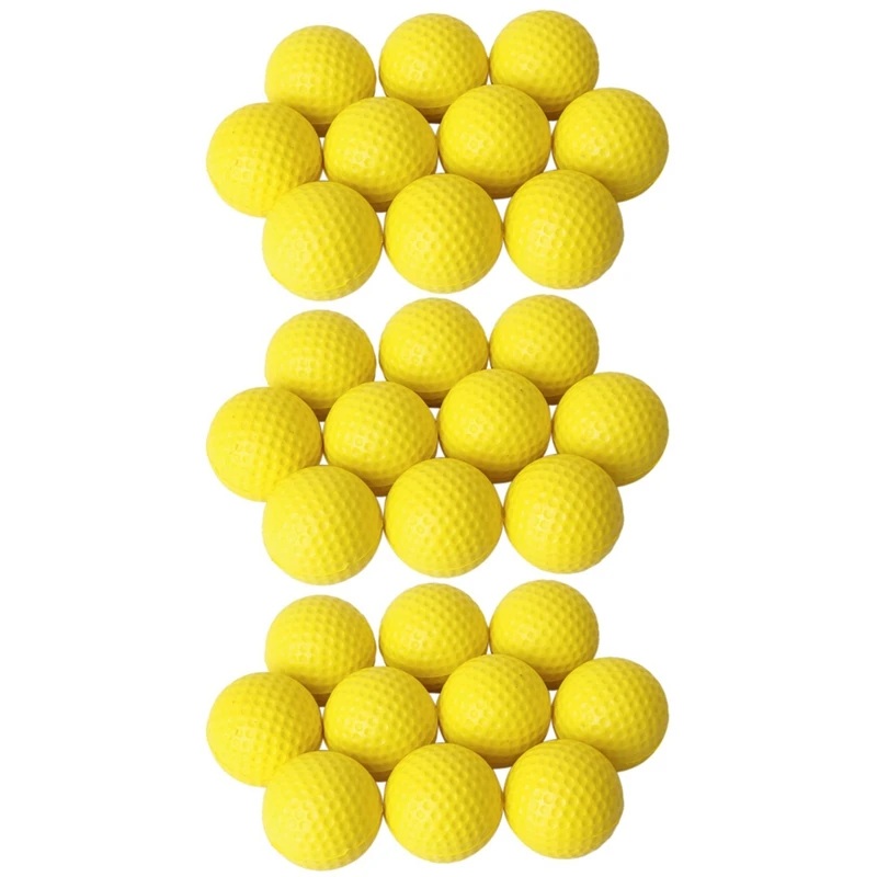 

30pcs Yellow Soft Elastic Indoor Practice PU Golf Ball