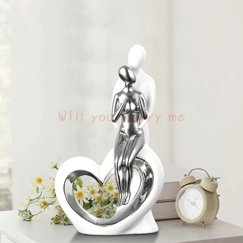 

Современная керамическая абстрактная скульптура для пар, романтическая фигурка, статуэтка для влюбленных, украшения для свадебной комнаты, подарок для подруг