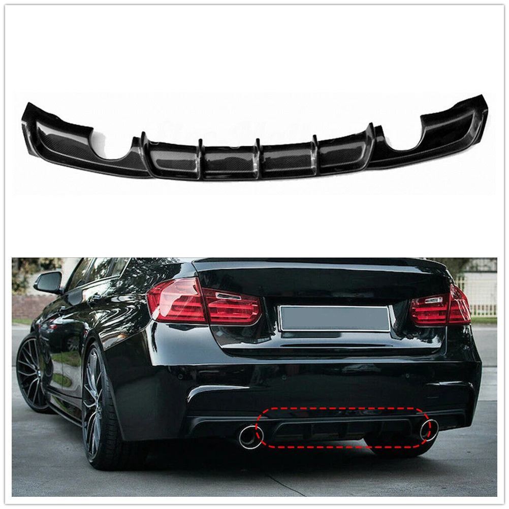 

For BMW 3 Series F30 2012-2018 Rear Bumper Diffuser Lip ABS Carbon Fiber Look Car Guard Spoiler Plate Splitter Body Kit Protect