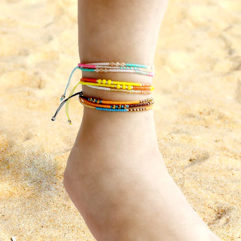 

Colorful Bohemian Beaded Charm Ankle Bracelet Handmade Adjustable Anklet Foot Friendship Jewelry Gift For Women