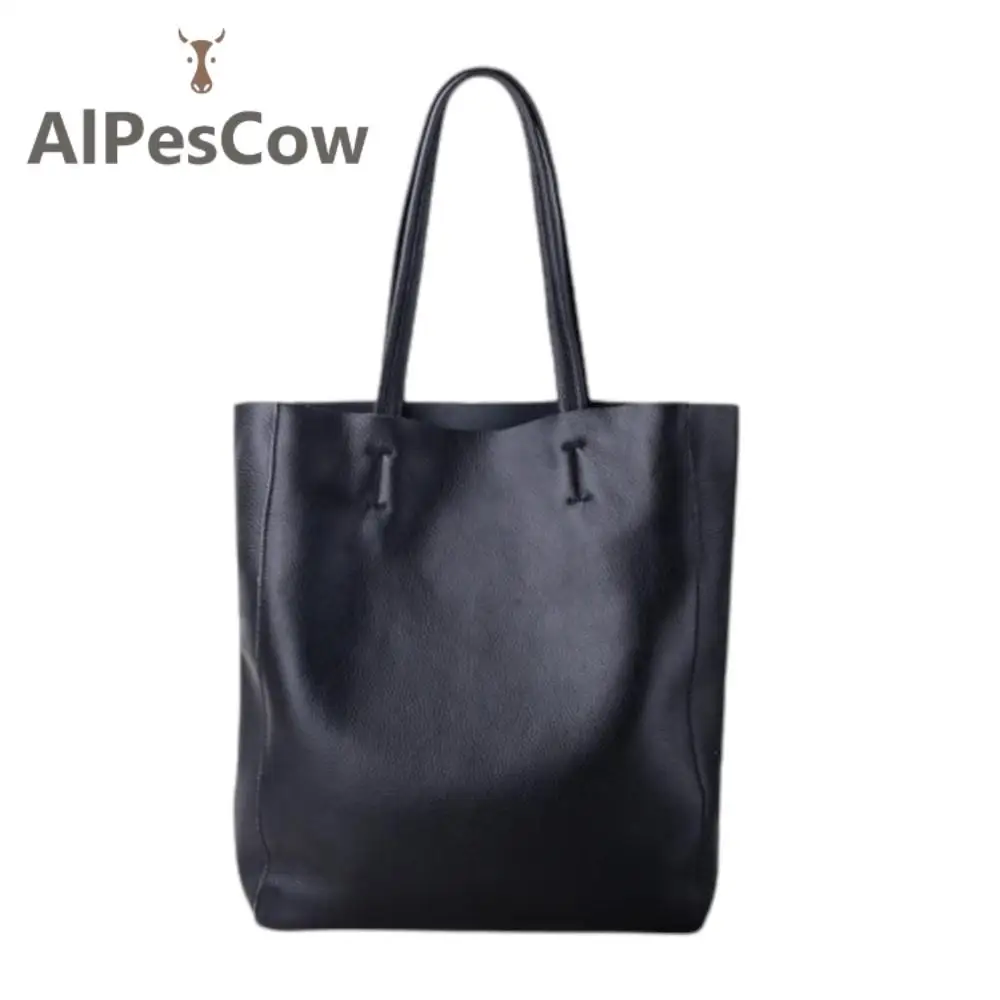 Simple Casual Leather Women Shoulder Bag Luxury Brand Designer Genuine Leather Lady Handbags Commuter Bag Large Female Totes Bag