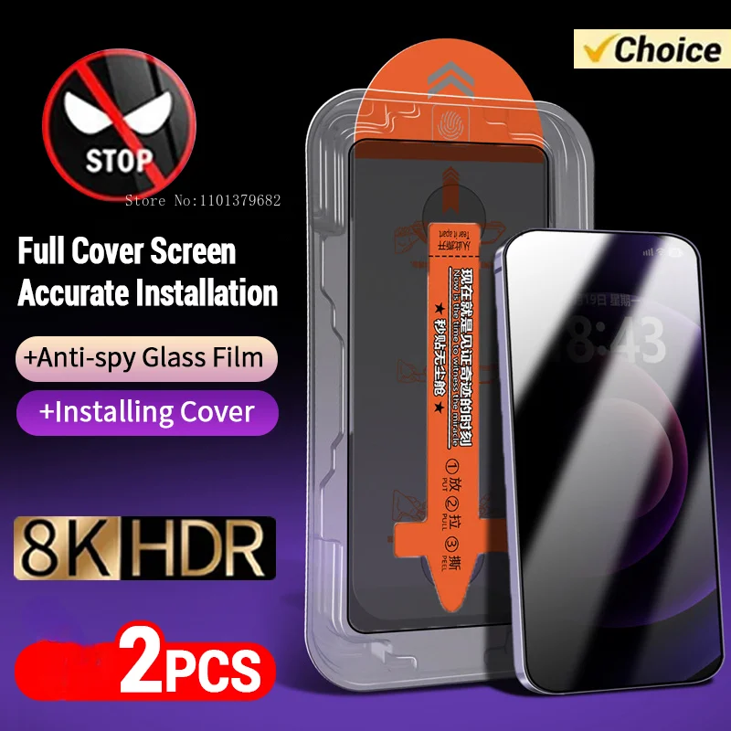 2 pezzi di vetro temperato Антиспин для iphone 16 15 14 13 12 11 Pro Max информационgi hadiahmo беше polvere iPhone XR X XS