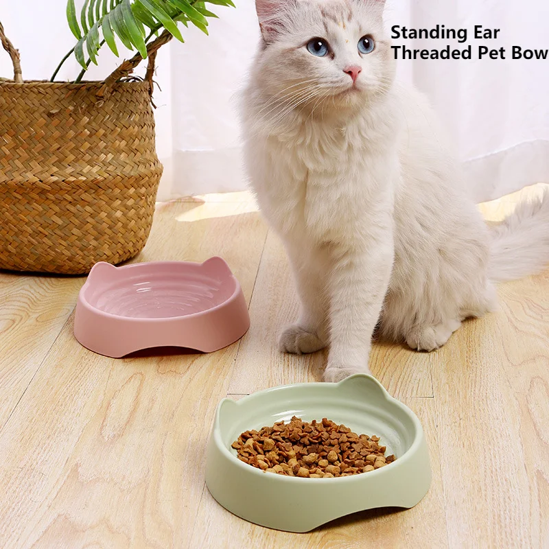 

Pet Dog Cat Food Bowl Cat Water Feeding Bowl Durable Plastic Standing Ear Threaded Pet Bowl Feeder Pets Dogs Cats Accessories