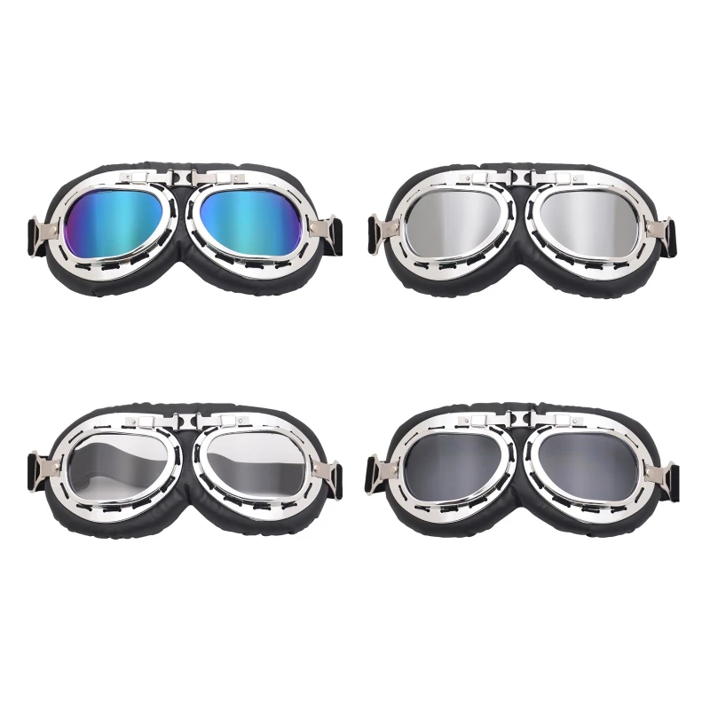 

Motorcycle Goggles Retro Pilot Style Cruiser Scooter Goggle Glasses Dustproof Windproof for Men Women Adult Anti-Scratch
