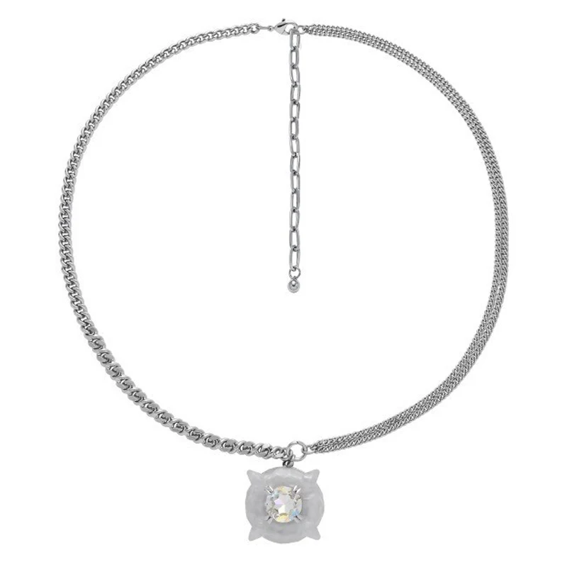 Eetit винтажное серебряное ожерелье из полимерного стекла с геометрическим