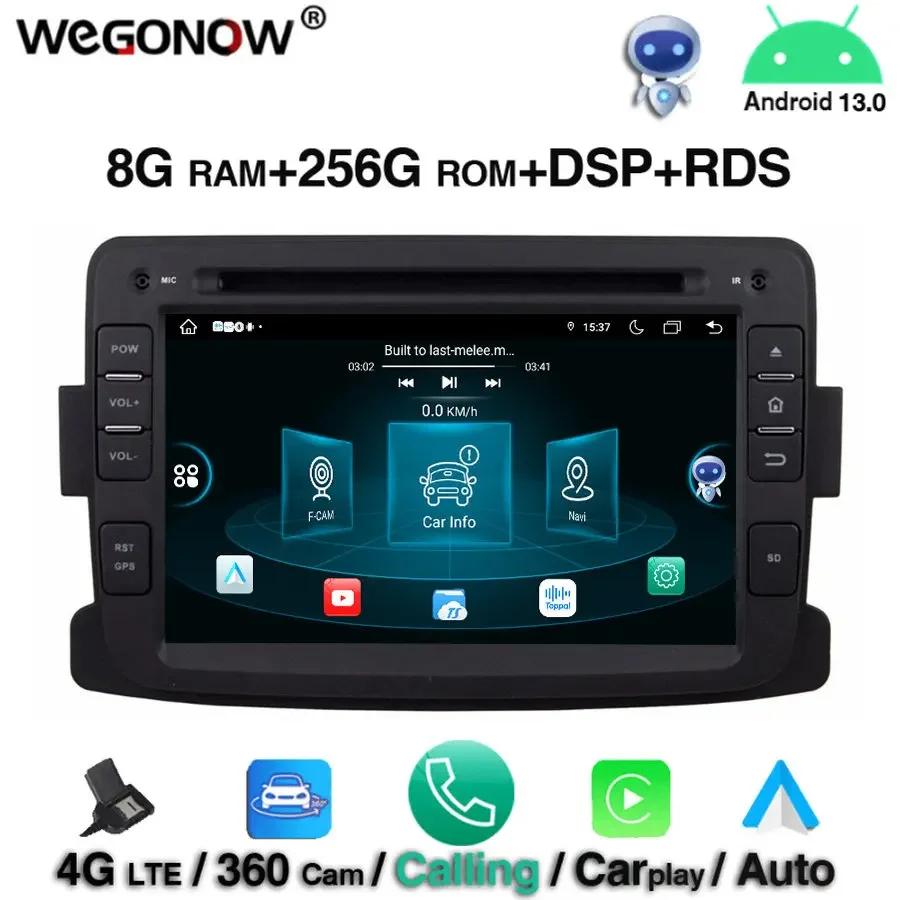 360 камера DSP HD IPS Android 13.0 8 ГБ + 256 ROM Автомобильный DVD-плеер GPS Карта RDS Радио Wi-Fi 4G LTE BT5.0