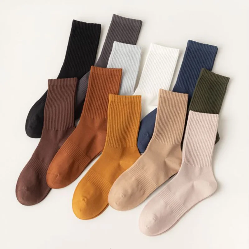 New Pure Cotton Men's Socks Winter Antibacterial Deodorant Breathable Casual Man Long Socks 5 Pair