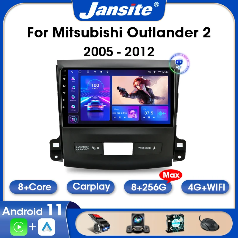 

Jansite 9" 2 Din Android 11 Car Radio For Mitsubishi Outlander Xl 2 CW0W 2005-2012 IPS Screen Multimedia Video Player Wifi RDS