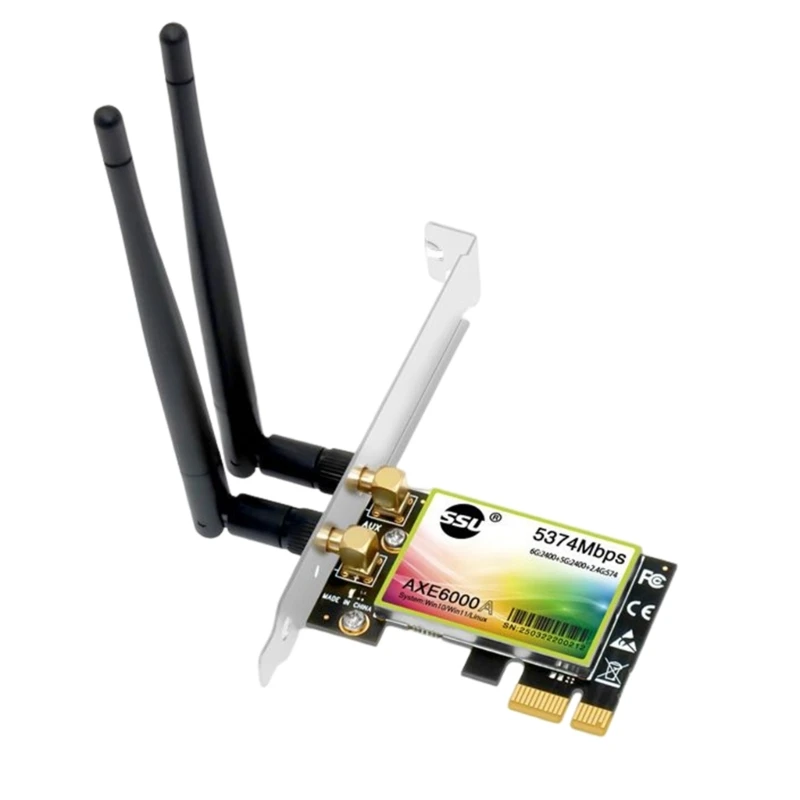 

WiFi6E PCIE адаптер 5374 Мбит/с 2 в 1 с двумя полосами 2,4G/стандартная беспроводная карта