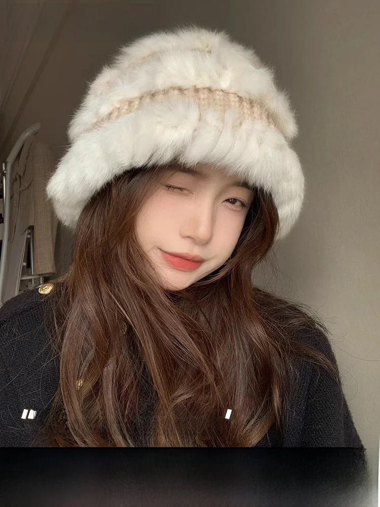 RX Uvcut Официальный аутентичный плюшевый чепчик с кроликом для женщин зимняя