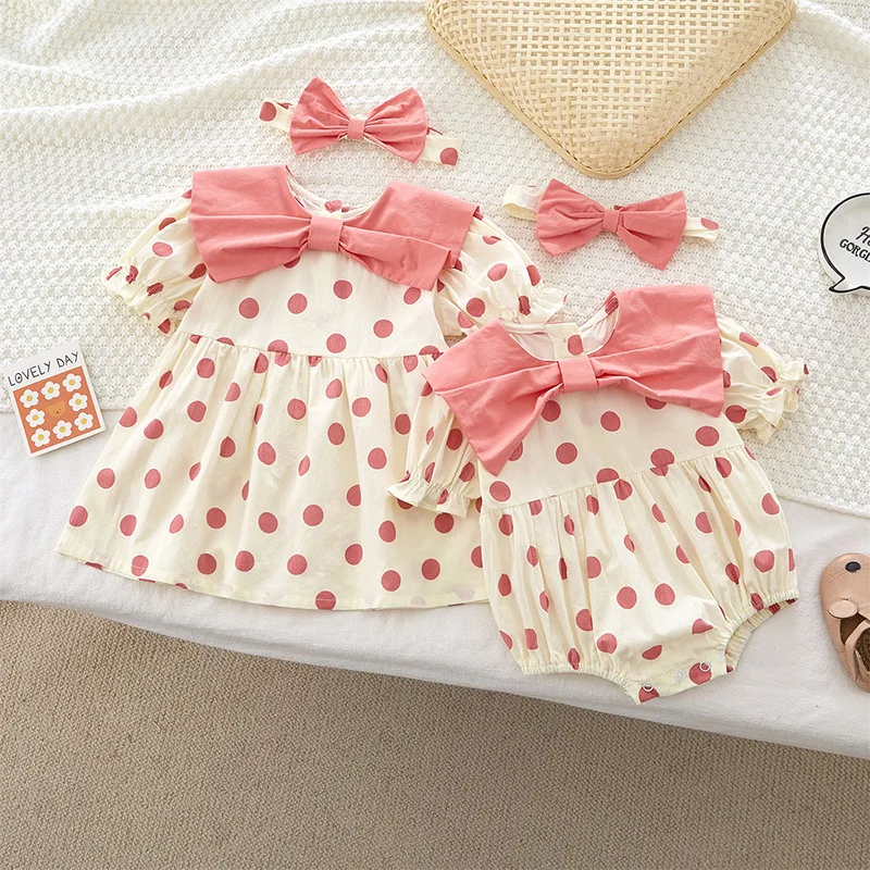 

2022 Summer Baby Girl Clothes Set Baby Beach Skirt Cute Bow Plaid Newborn Princess Dress+headwear 0-12 Months