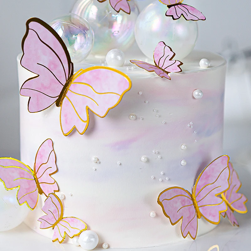

Butterfly Cake Toppers Happy Birthday Cake Toppers Handmade Painted Wedding Birthday Party Cake Decoration Party Baking Supplies
