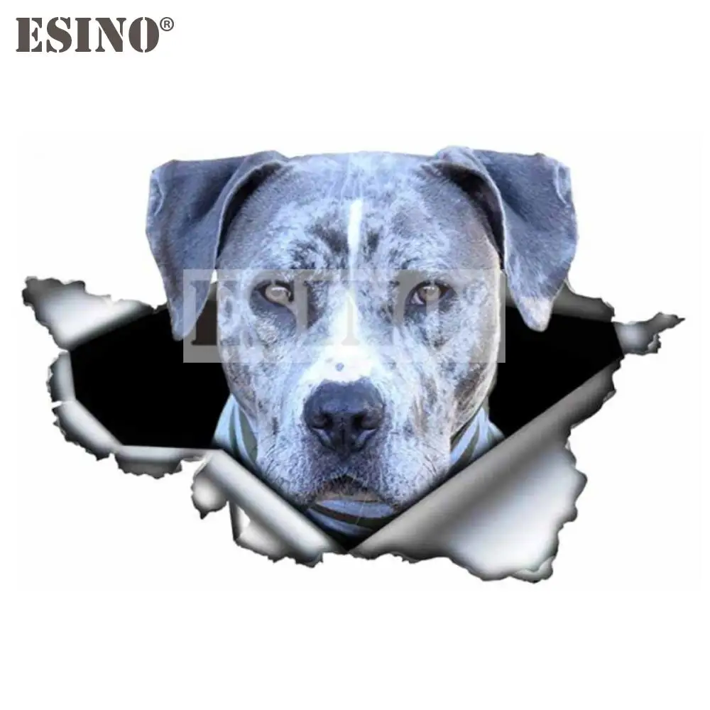 

Стайлинг автомобиля, забавная, милая, крутая 3D металлическая рваная металлическая синяя собака питбуль, ПВХ наклейка на кузов автомобиля, в...