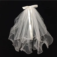 fashion romantic pearl bridal wedding dress hair comb wedding veil bride veil korean bride headwear bow veil