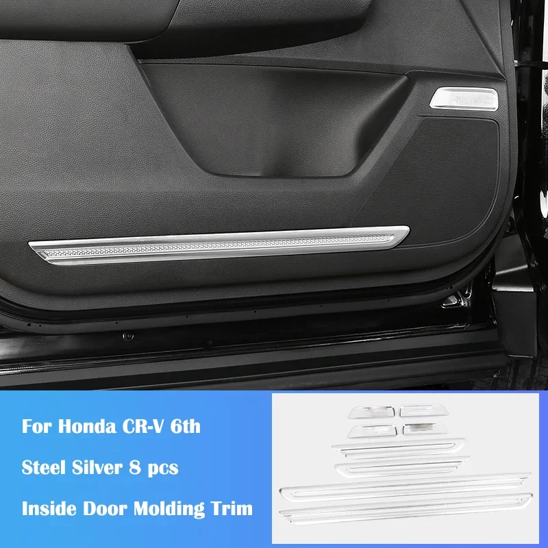 

Панель из нержавеющей стали для интерьера автомобиля, полосатая крышка, молдинговая отделка для Honda CRV, аксессуары для интерьера 6, 2023, 2024