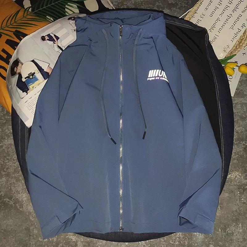 Ветровка мужская Светоотражающая с капюшоном куртка-бомбер разноцветным