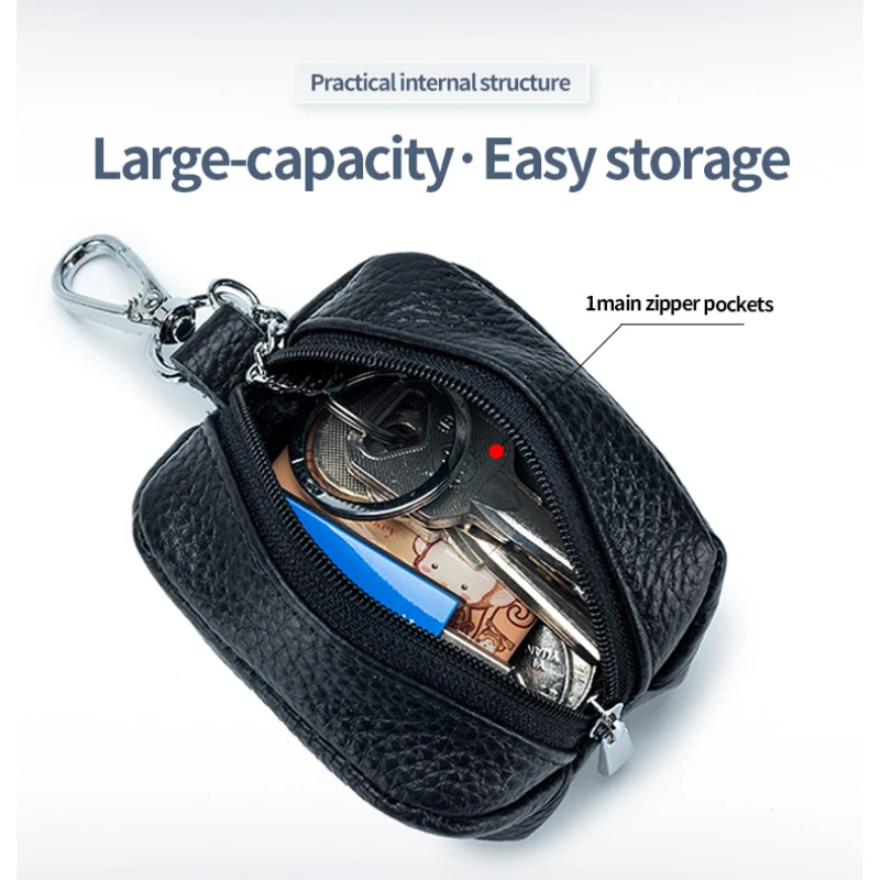 Кожаный чехол для ключей от женщин и мужчин кошельки на молнии с монетницей