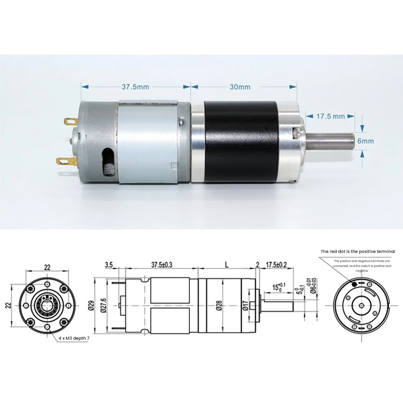 385 Планетарный редуктор Миниатюрный двигатель постоянного тока с замедлением