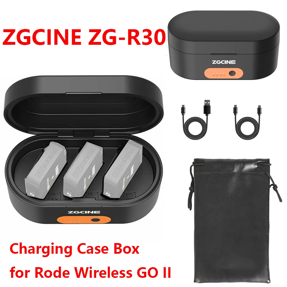 

ZGCINE ZG-R30 Charging Case Box for Rode Wireless GO I II Mic with 3400mAh Built-in Battery Portable Fast Charging Power Bank