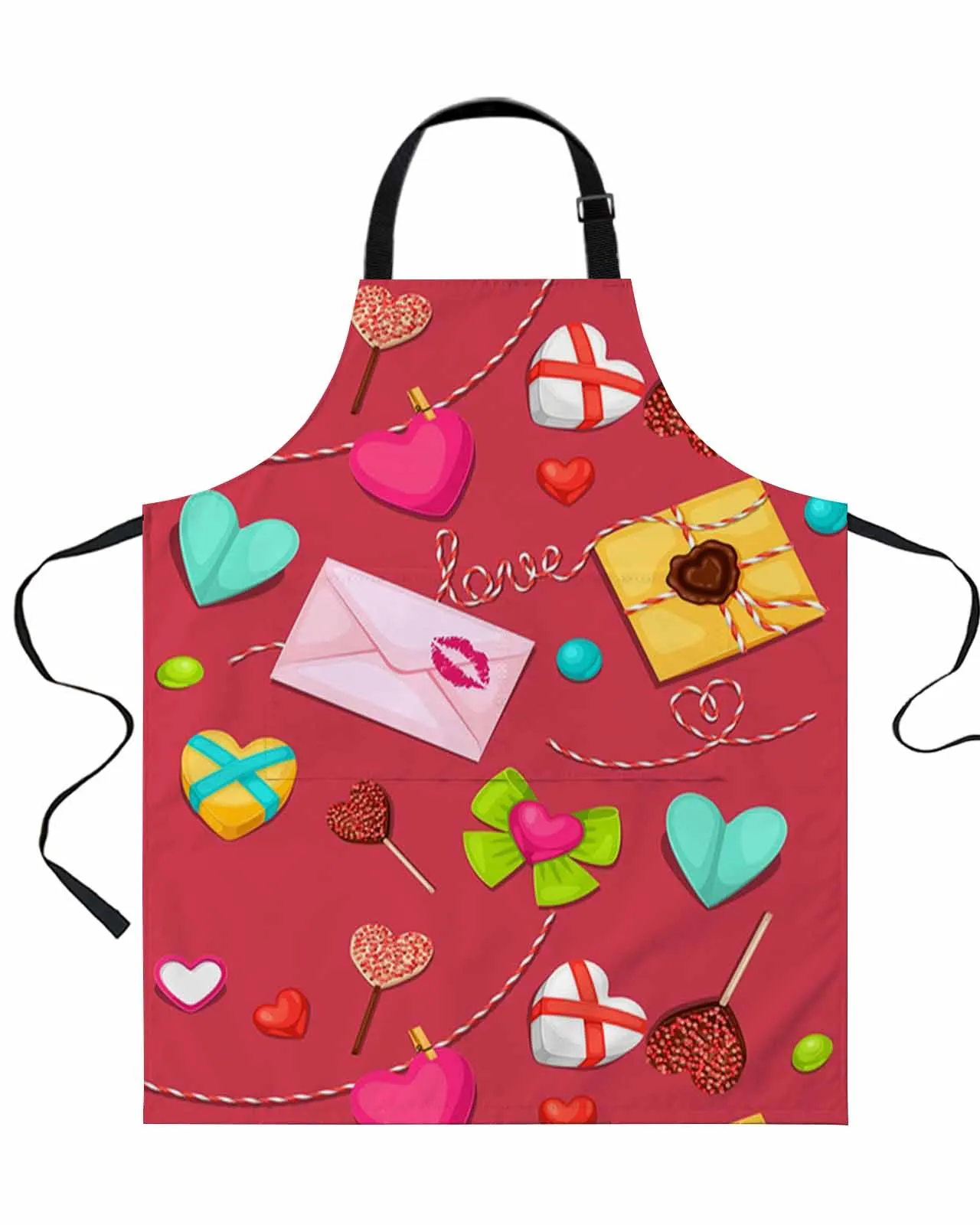 

Valentine's Day Gift Envelope Chocolate Love Apron Waterproof Sleeveless Useful Things for Kitchen Men Women Home Work Wear