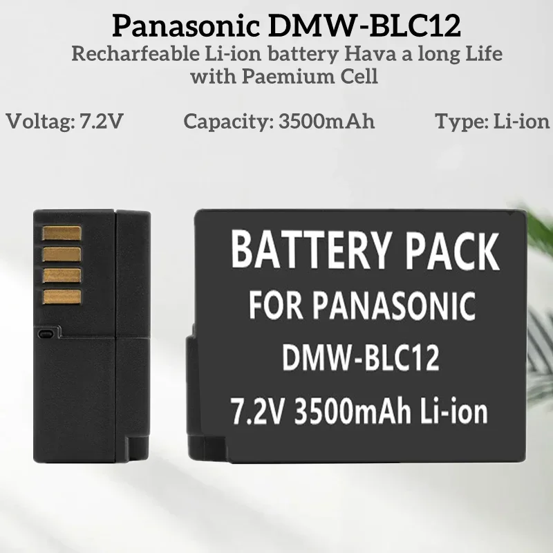 1-5 упаковок совместимых с аккумулятором Panasonic DMW-BLC12 DMW-BLC12E DMW-BLC12PP и Lumix DMC-G85 DMC-FZ200