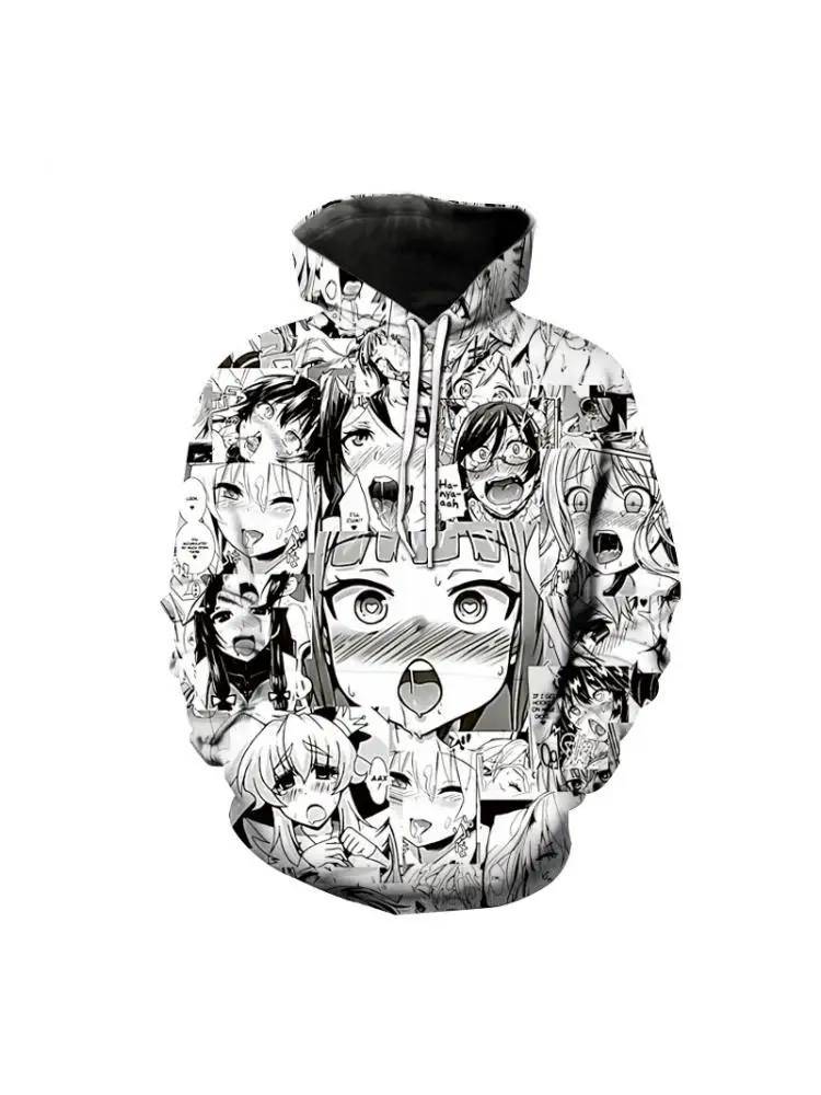 Ahegao face hoodie Hentai Manga Homme Sweat-Shirt Anime 3D Imprimé Pull-Over Pull 